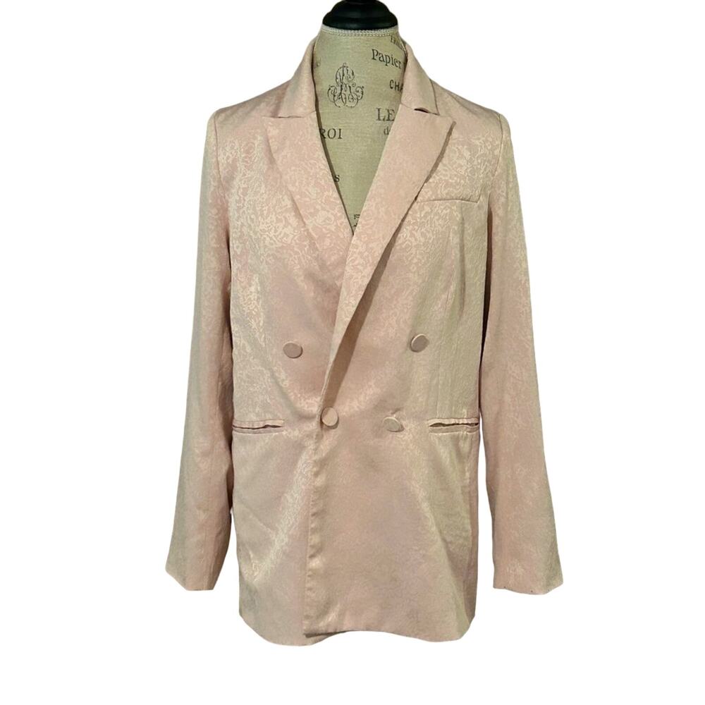 House Of Harlow 1960 Blush Pink Jacquard Double Breasted Blazer Jacket M